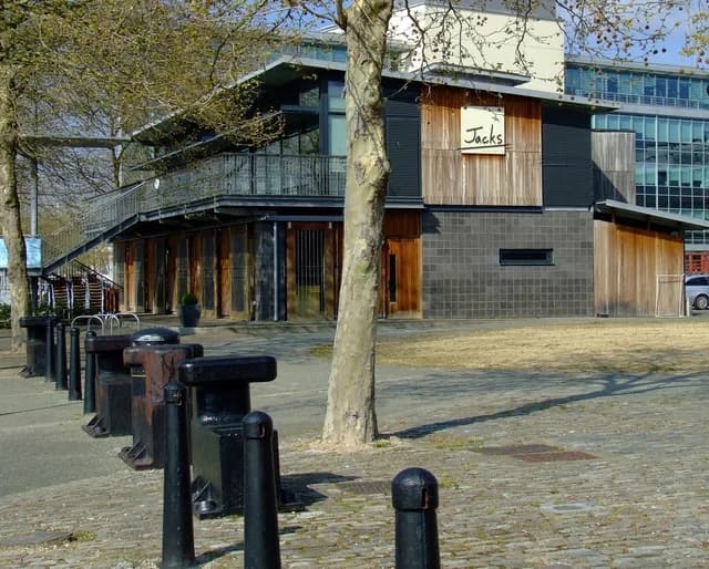 The waterfront building now home to Spitfire Barbecue